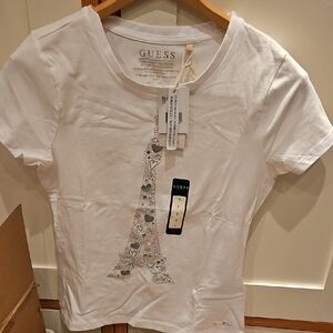 GUESS White Eiffel Tower Graphic Tee